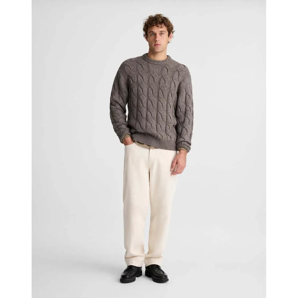 Madewell Mens Wool Blend Cable Knit Crewneck Sweater Grey NY132 Small NEW